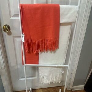 Old Navy Orange and White Fringe Scarves